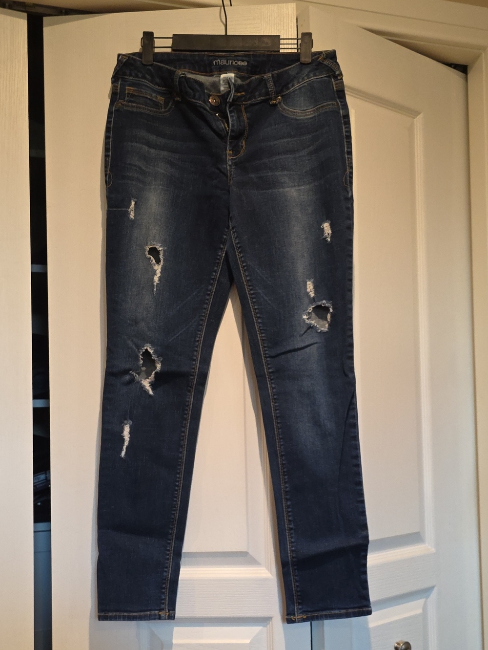 Maurices Dark Wash Ripped Skinny Jeans